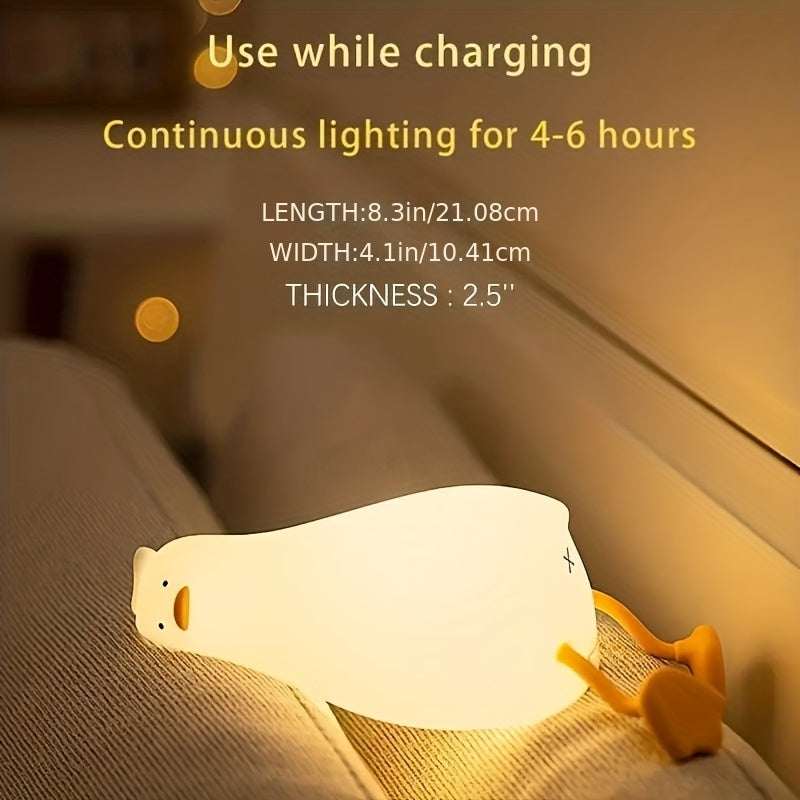 Adorable Duck LED Night Light - Silicone, Dimmable & Timer-Controlled Bedside Lamp with Touch Control for Cozy Bedroom Ambiance