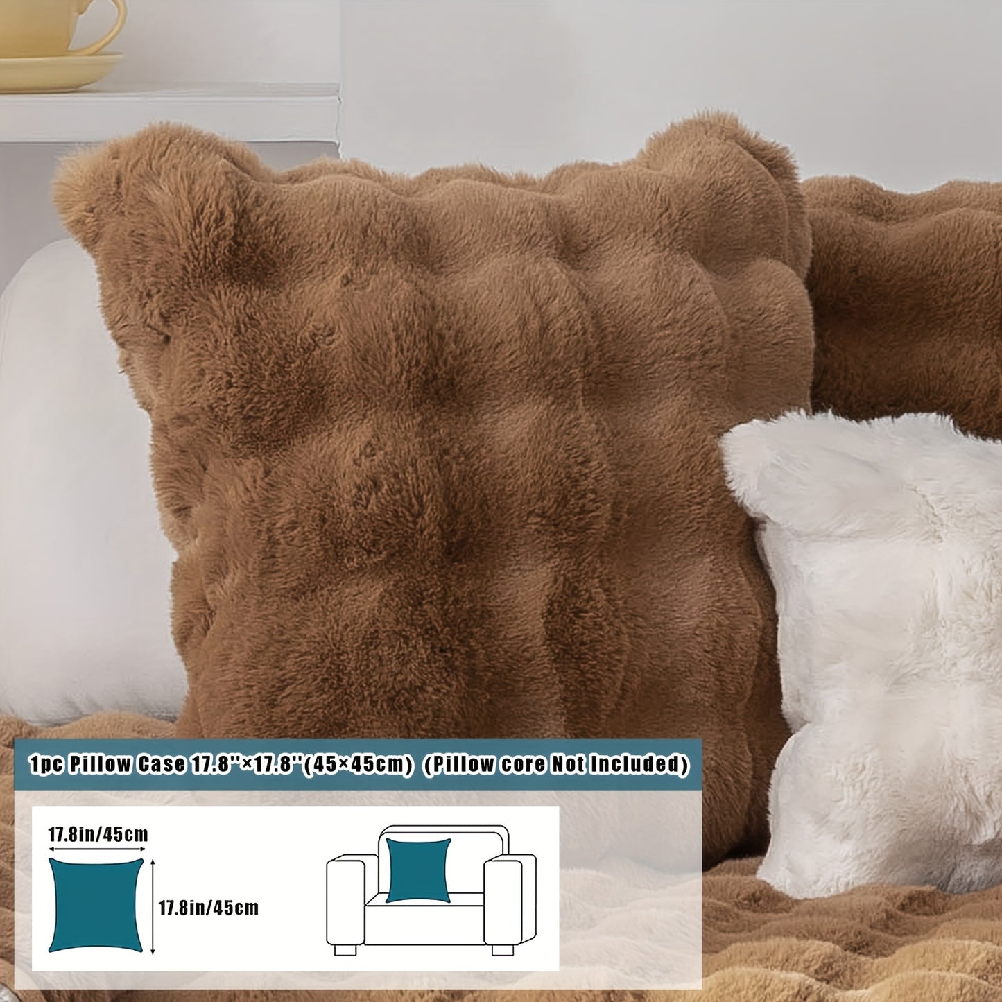 Thick Plush Fuzzy 1pc Rabbit Sofa Cushion