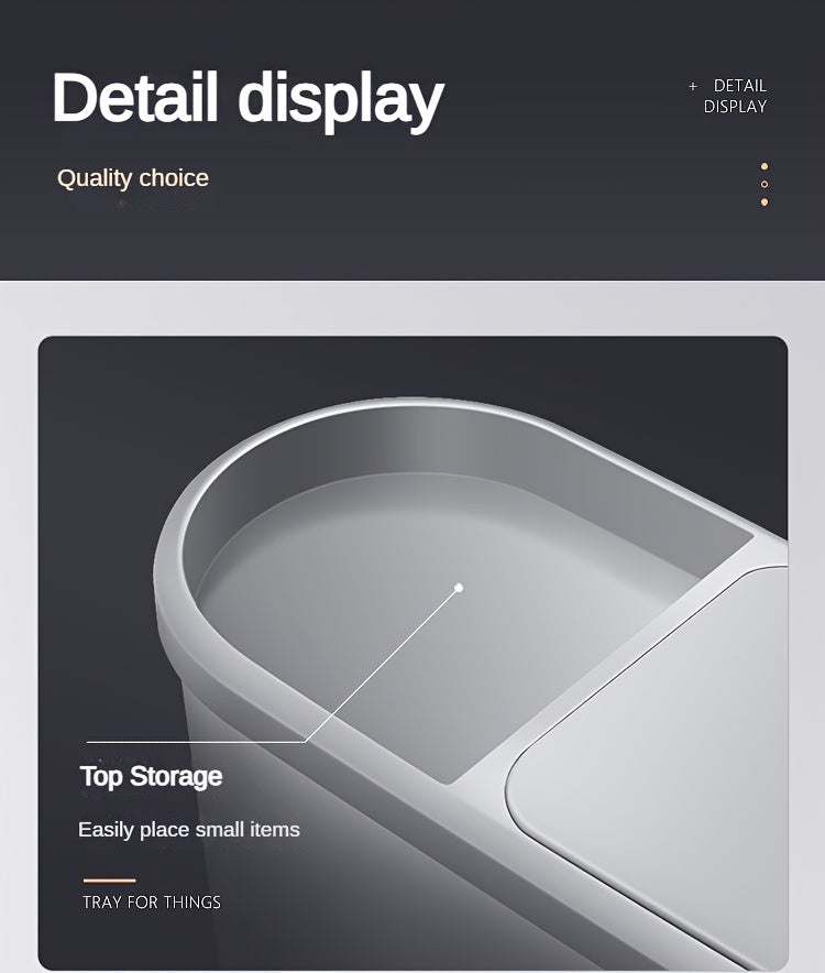 Versatile Large Capacity Trash Can with Lid - Sleek, Press-to-Open Design