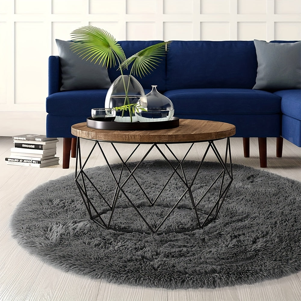 1pc, Soft and Fluffy Round Rug for Bedroom