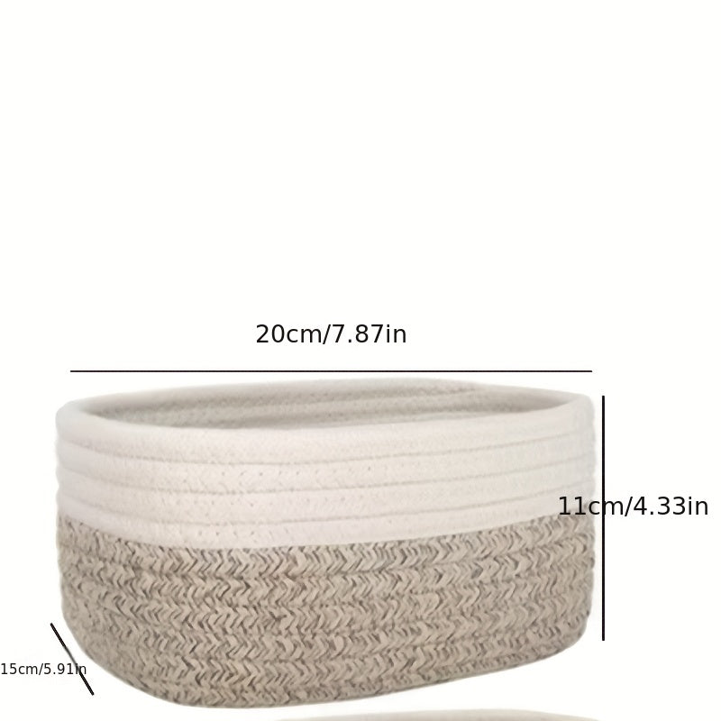 1pc Oval Storage Basket, Rope Woven Basket