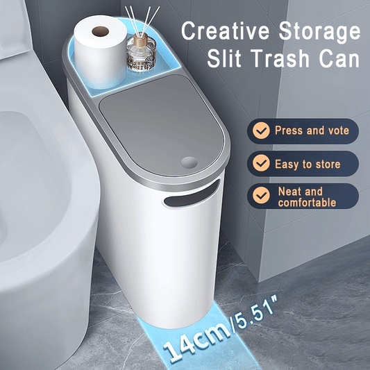 Versatile Large Capacity Trash Can with Lid - Sleek, Press-to-Open Design