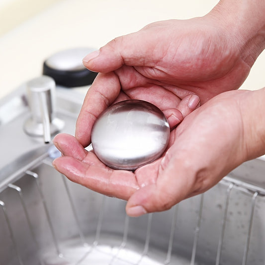 1pc Oval Stainless Steel Soap - Round Metal Deodorizing Soap, Odor Removing Large Soap