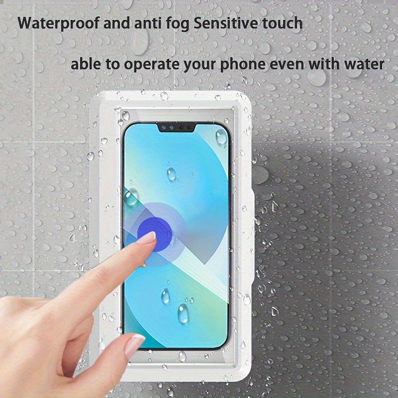 Waterproof and Anti-fog Mobile Phone Case for Bathroom Shower Phone Holder Waterproof 360 Rotation Can Be Touched Shower Phone Stand Case Mount for Bathroom Batheub Kitchen Wall Compatible with IPhone 14 13 12 11 Pro Max XS X