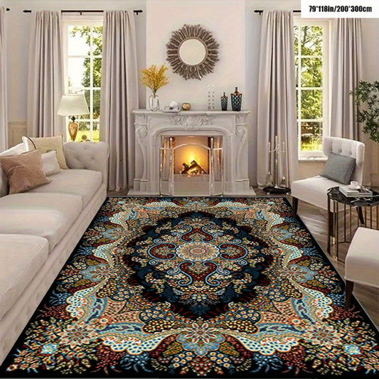 1pc European Persian Style Rug, Living Room Living Room Bedroom Lounge Rug, Outdoor Patio Rug, Hotel Hall Pool Indoor Hallway Entrance Rug, Bathroom Kitchen Non-slip Absorbent Floor Mat, Spring RV Camping Decorative Rug