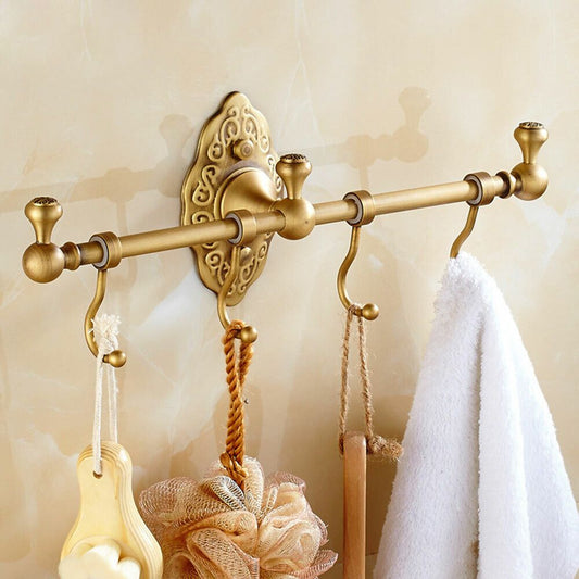 Rustic Charm Vintage Brass Towel Bar Rack