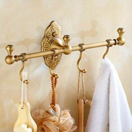 Rustic Charm Vintage Brass Towel Bar Rack