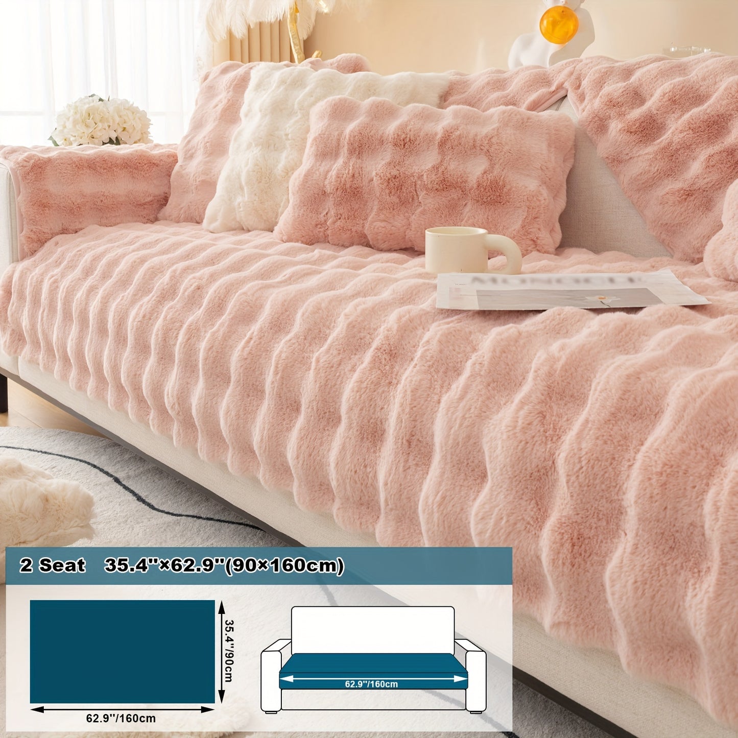Thick Plush Fuzzy 1pc Rabbit Sofa Cushion
