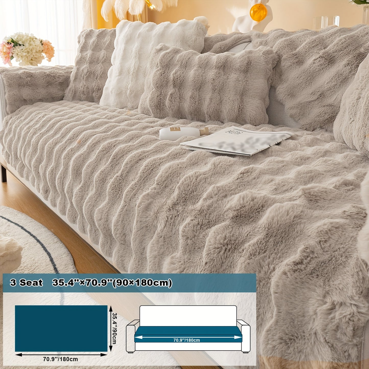 Thick Plush Fuzzy 1pc Rabbit Sofa Cushion