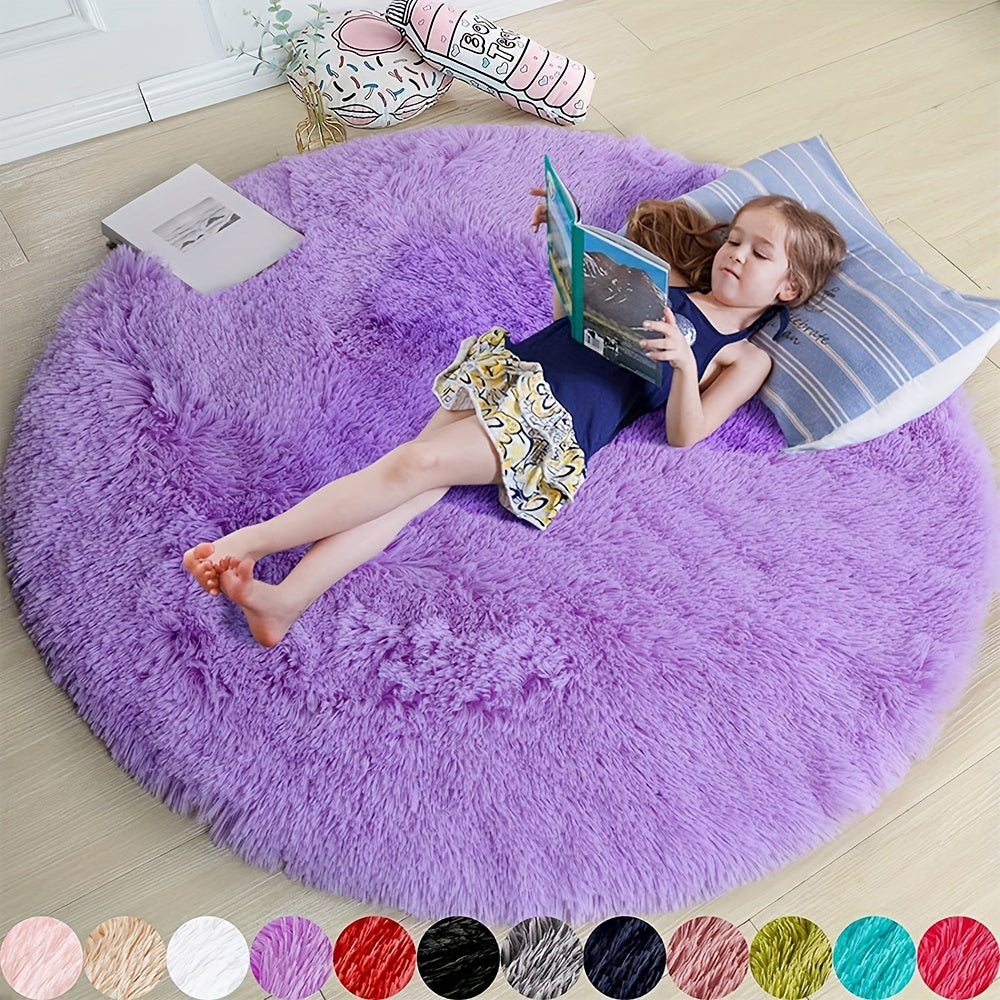 1pc, Soft and Fluffy Round Rug for Bedroom