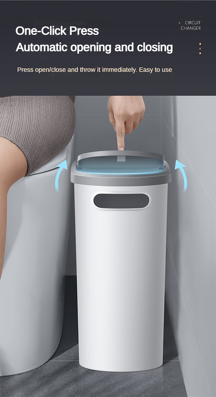 Versatile Large Capacity Trash Can with Lid - Sleek, Press-to-Open Design
