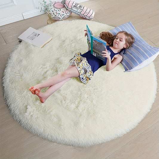 1pc, Soft and Fluffy Round Rug for Bedroom
