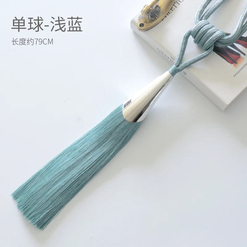 European Simple Curtain Metal Tiebacks Luxury Lanyard Double-ball Style Tassel-1Pc
