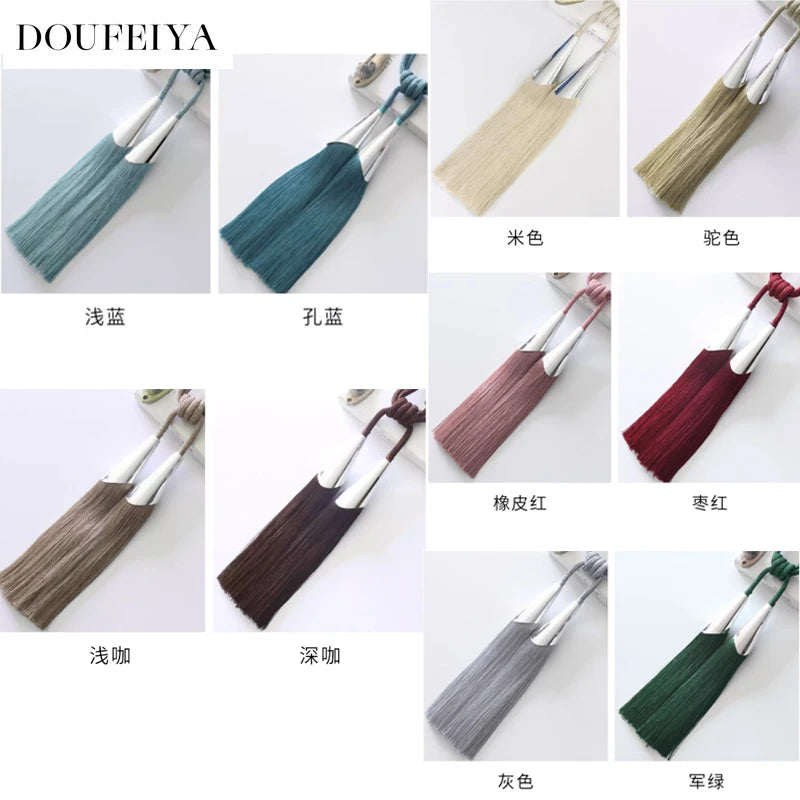 European Simple Curtain Metal Tiebacks Luxury Lanyard Double-ball Style Tassel-1Pc