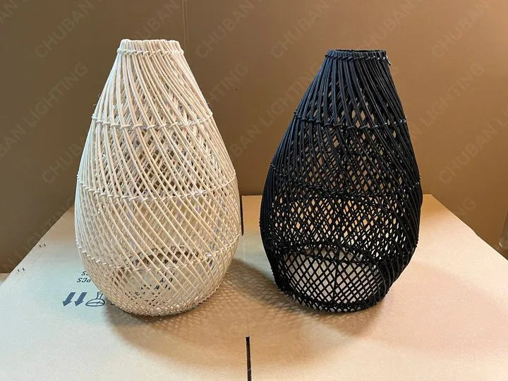 Southeast Asian Handmade Knit Bamboo and Rattan Lamp