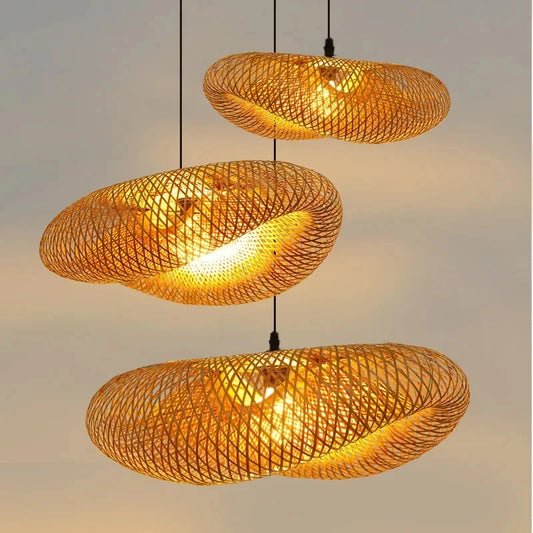 Handmade Rattan Woven Vintage Bamboo Chandalier Light