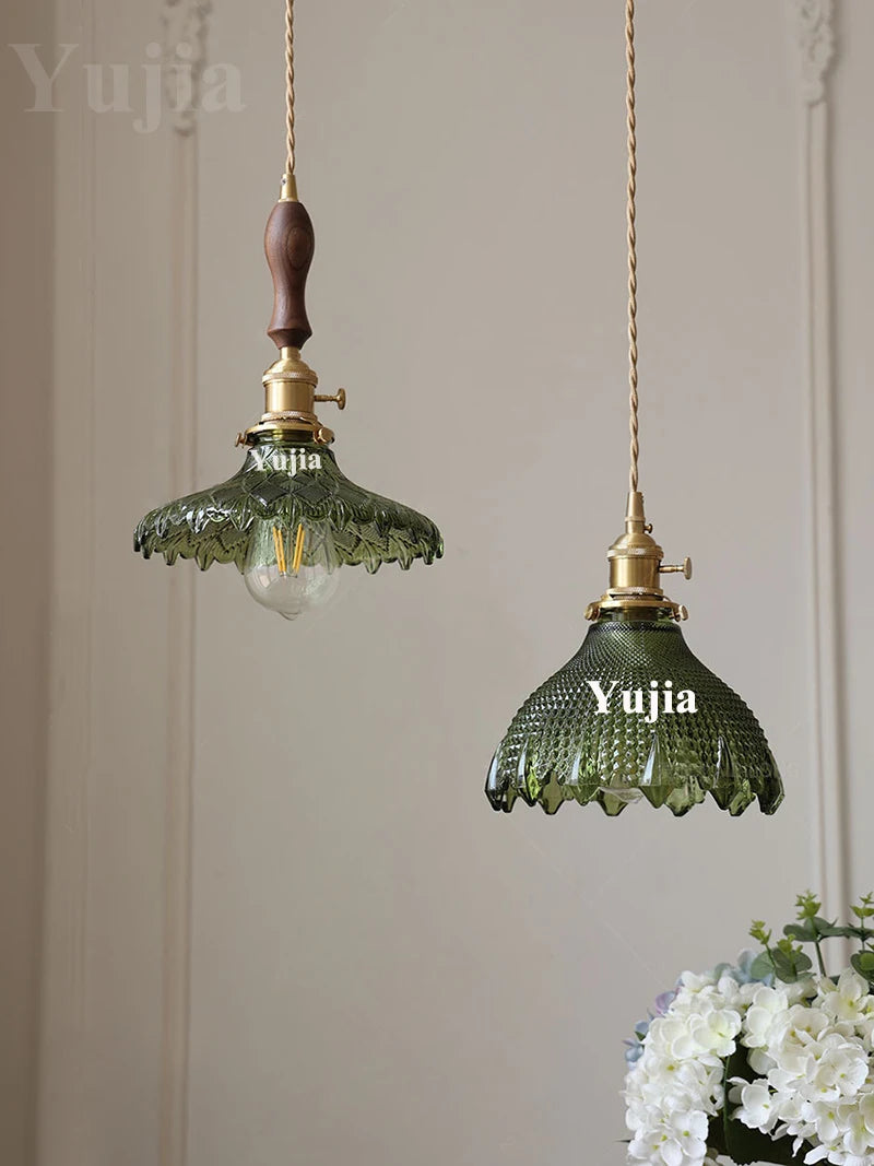 Multi-style Vintage Green Glass Light Fixtures