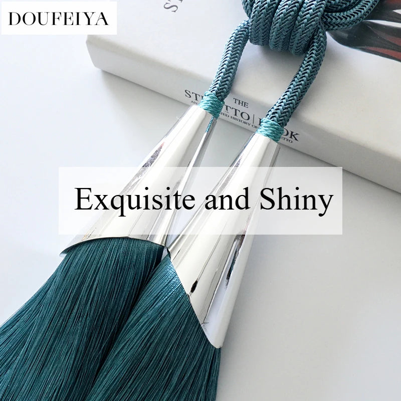 European Simple Curtain Metal Tiebacks Luxury Lanyard Double-ball Style Tassel-1Pc