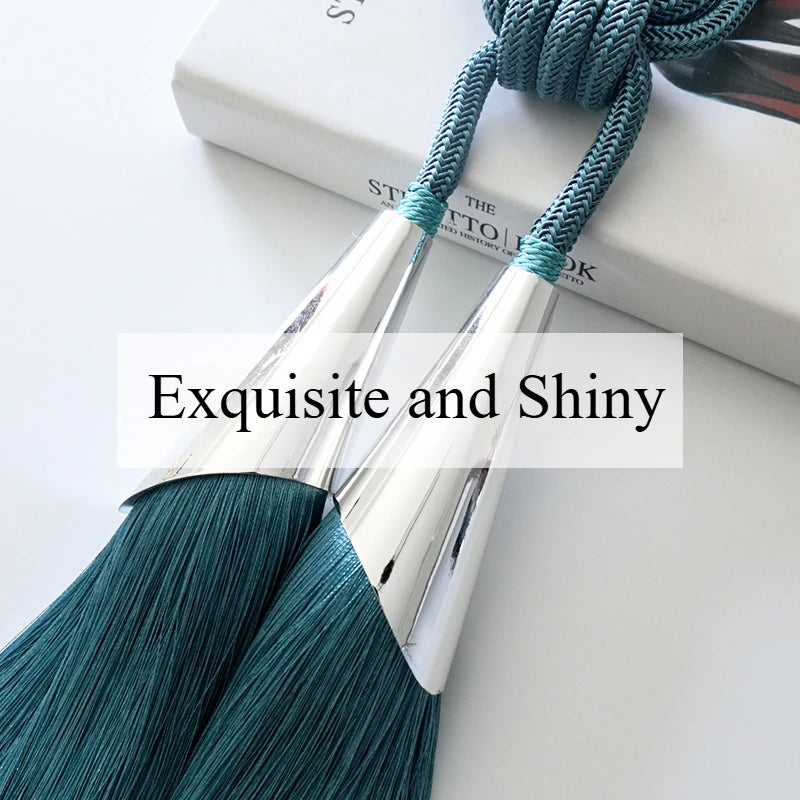 European Simple Curtain Metal Tiebacks Luxury Lanyard Double-ball Style Tassel-1Pc