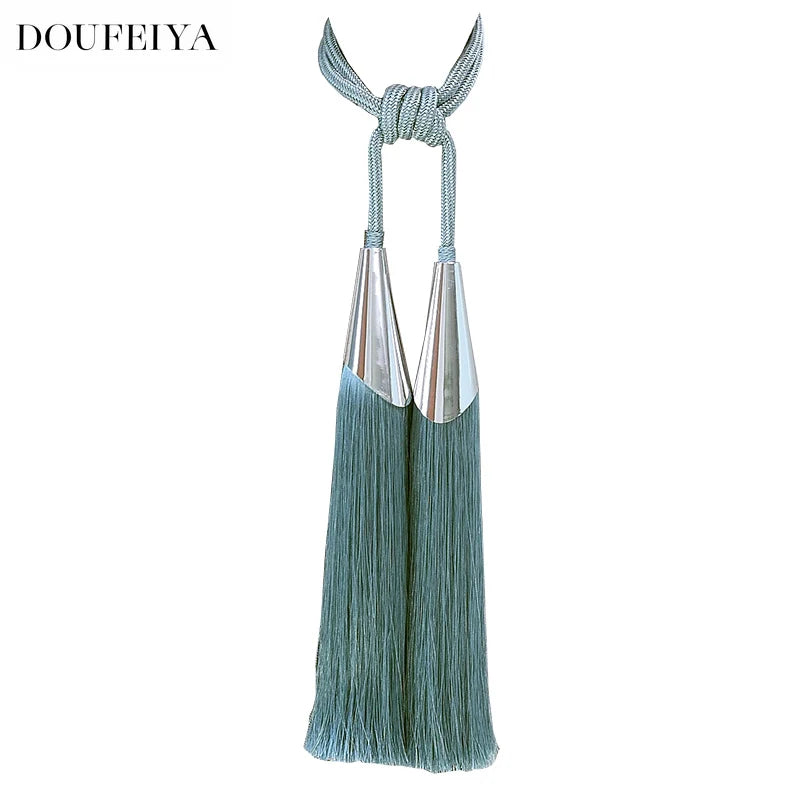 European Simple Curtain Metal Tiebacks Luxury Lanyard Double-ball Style Tassel-1Pc