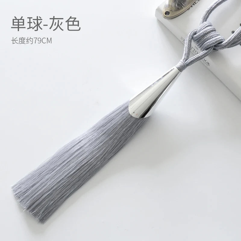 European Simple Curtain Metal Tiebacks Luxury Lanyard Double-ball Style Tassel-1Pc