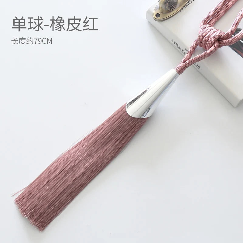 European Simple Curtain Metal Tiebacks Luxury Lanyard Double-ball Style Tassel-1Pc