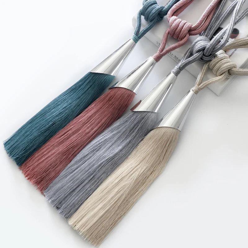 European Simple Curtain Metal Tiebacks Luxury Lanyard Double-ball Style Tassel-1Pc