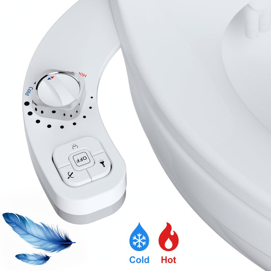 1pc Non-Electric Mechanical Toilet Seat Bidet - Self Cleaning Dual Nozzle, Hot & Cold Water Spray
