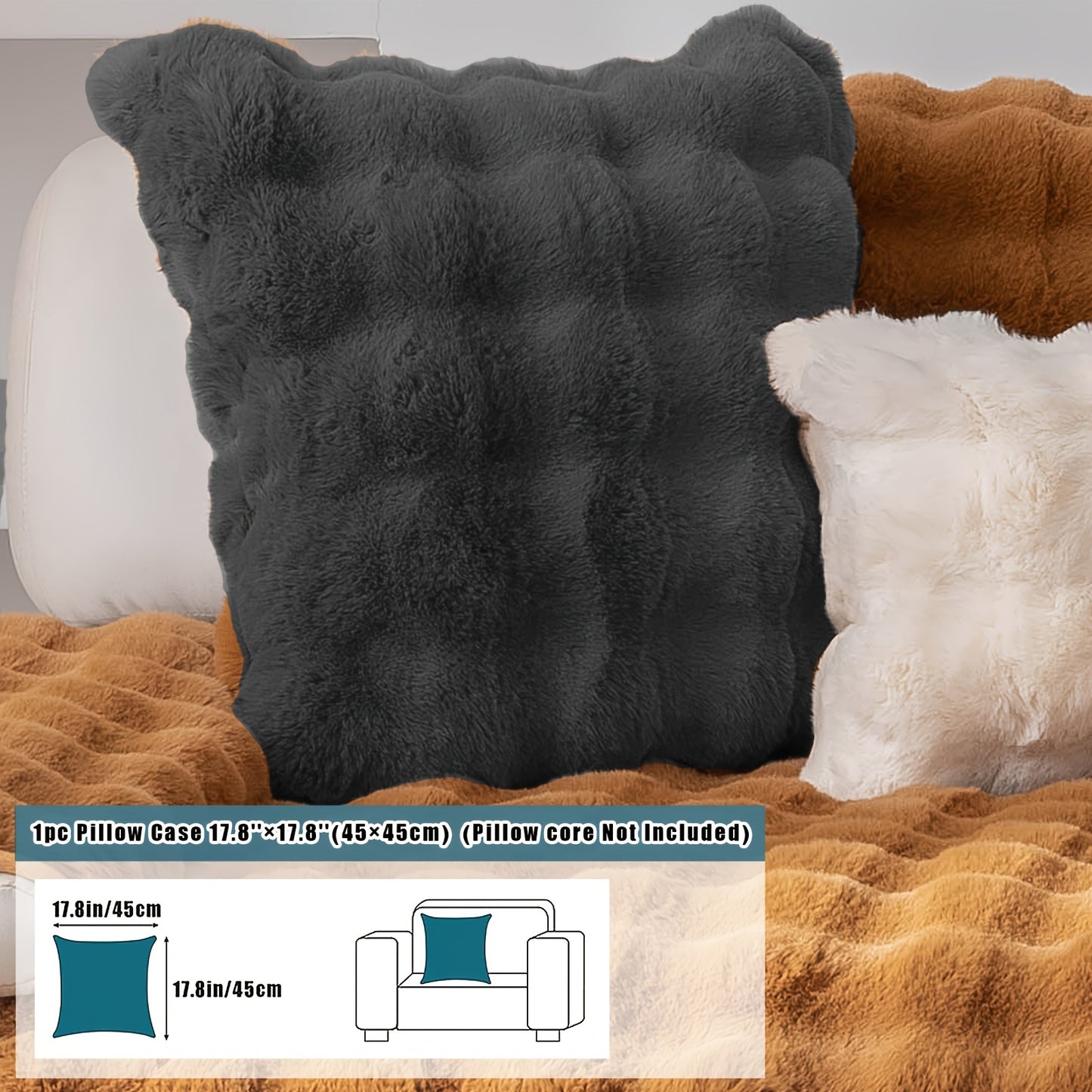 Thick Plush Fuzzy 1pc Rabbit Sofa Cushion