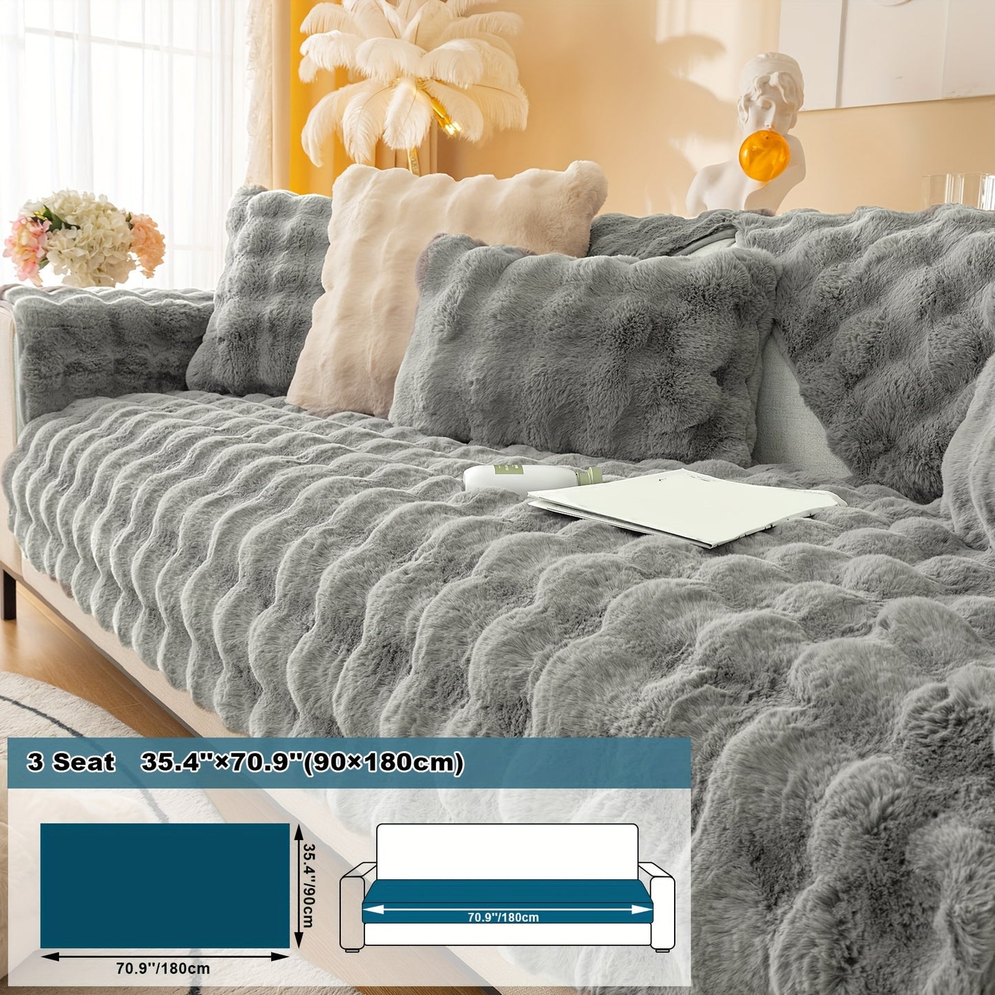 Thick Plush Fuzzy 1pc Rabbit Sofa Cushion