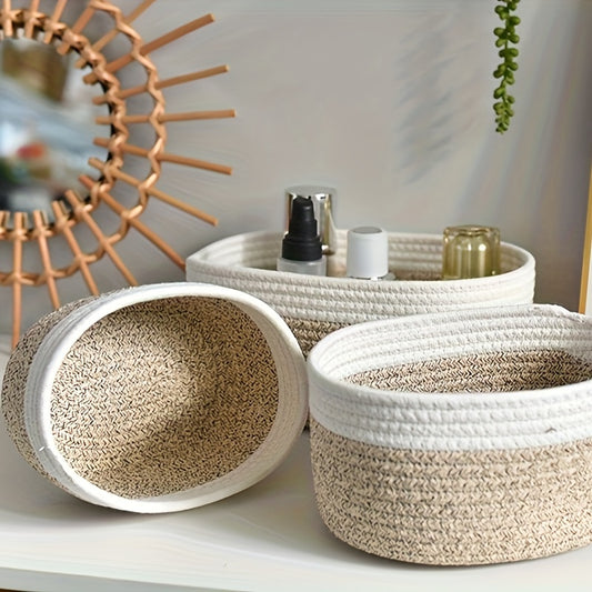 1pc Oval Storage Basket, Rope Woven Basket