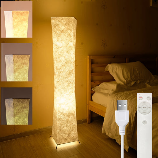 52" Tyvek Fabric Shade Soft Light Floor Lamp, Simple Design Morden Slim Warm 3000K LED Standing Lamp
