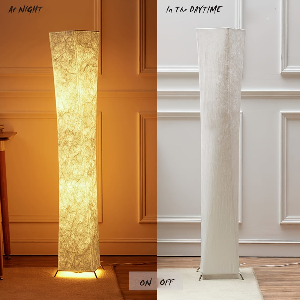 52" Tyvek Fabric Shade Soft Light Floor Lamp, Simple Design Morden Slim Warm 3000K LED Standing Lamp